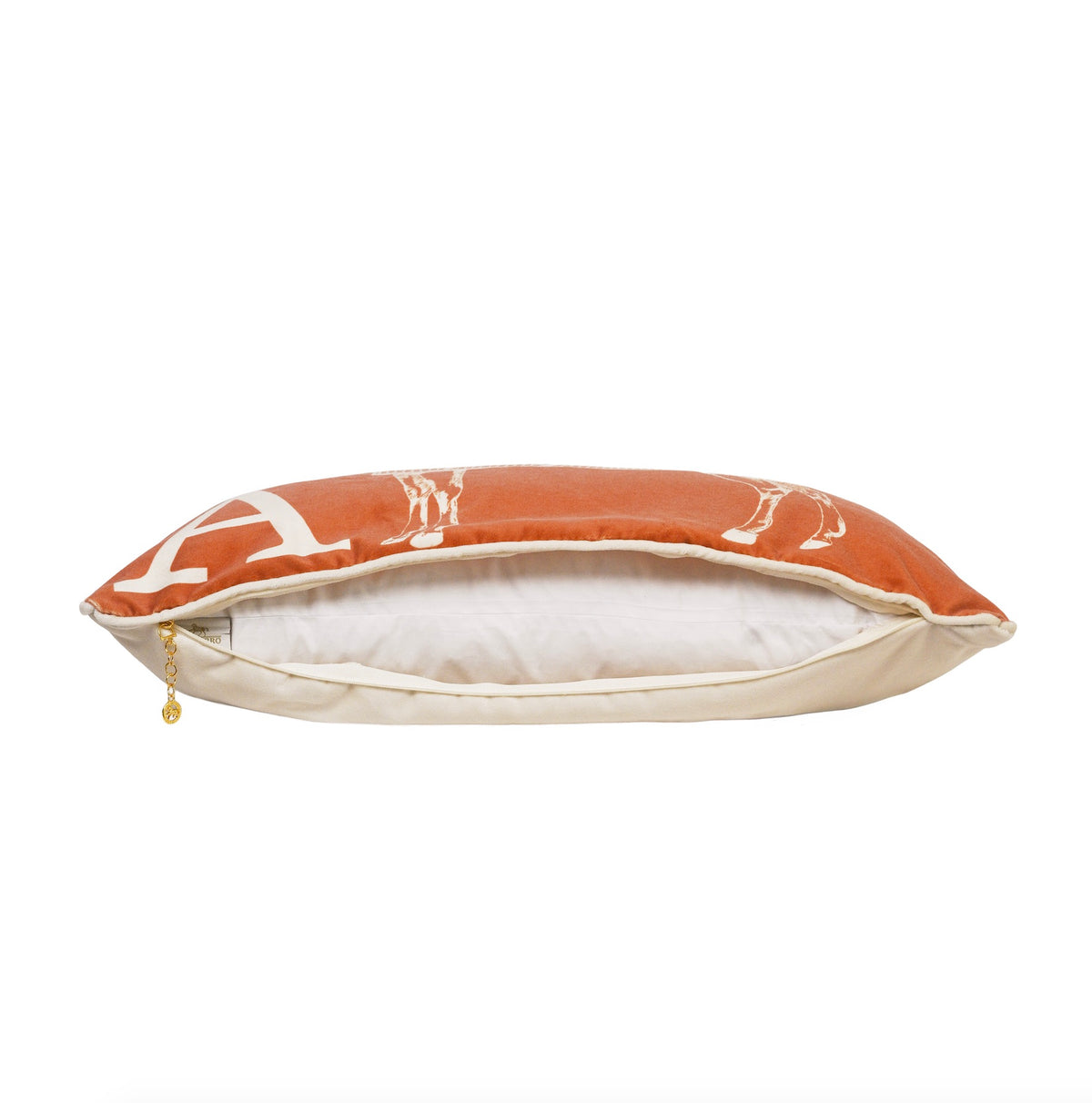 Classic Horse velvet cushion Rust orange