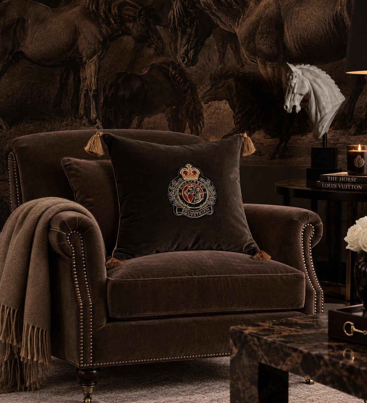 Brown Luxury velvet badge with tassel