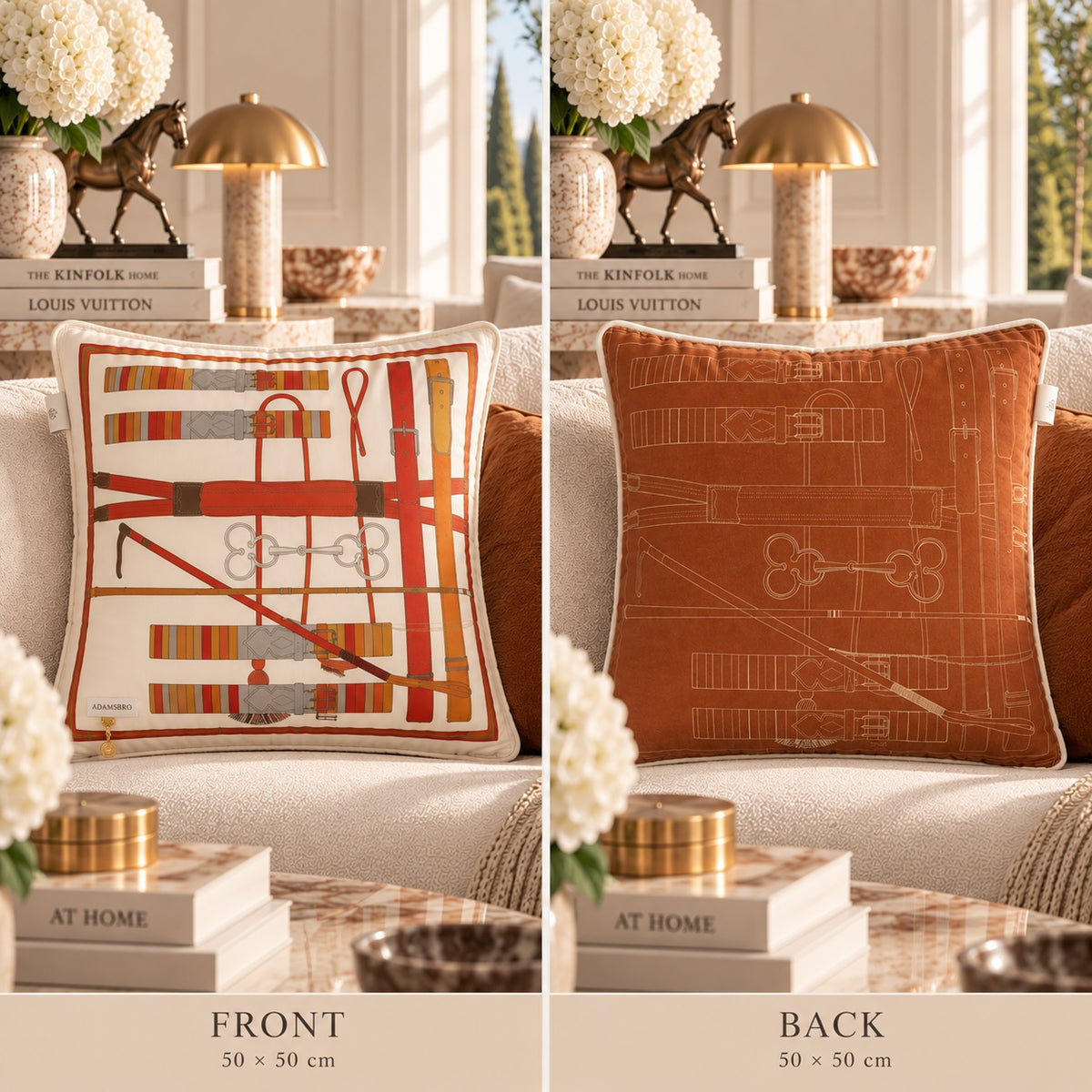 Reins velvet cushion Rust reversible