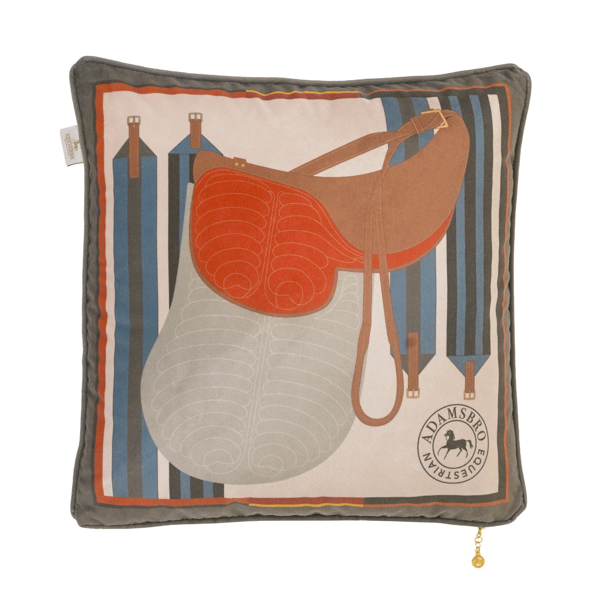Saddle Olive velvet cushion reversible