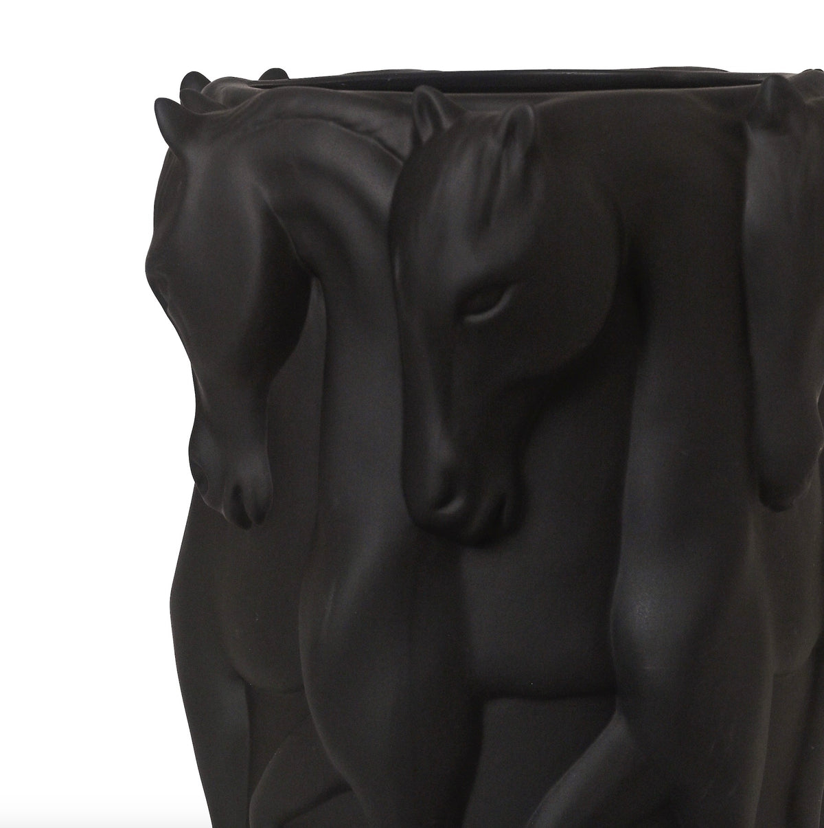 VASE DANCING HORSES MATT BLACK