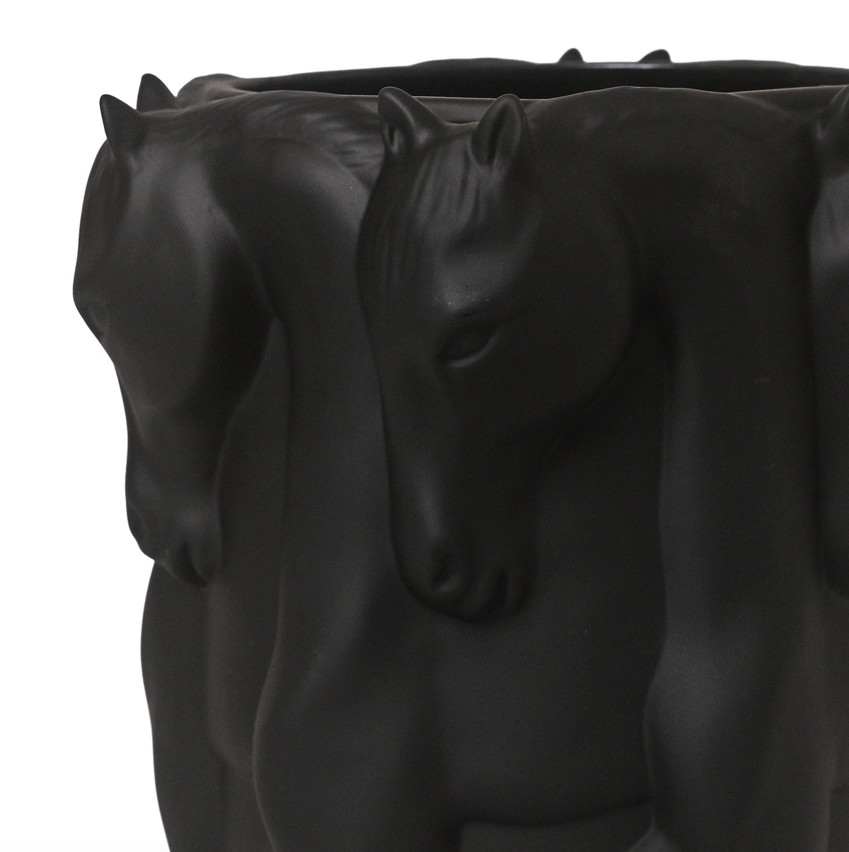 Masterpiece Vase / Flowerpot – Dancing Horses Matt Black