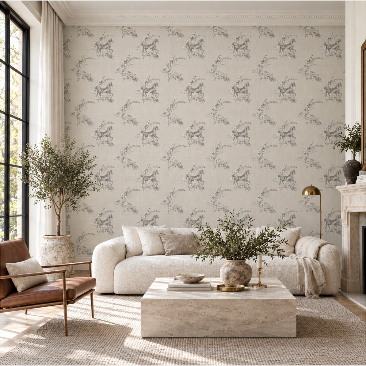 17-09-020-00 WALLPAPER NEW HORSE OFF-WHITE