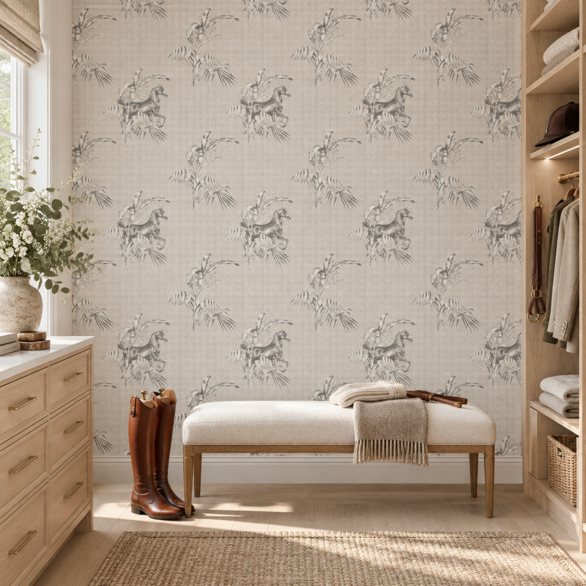 17-09-020-00 WALLPAPER NEW HORSE OFF-WHITE