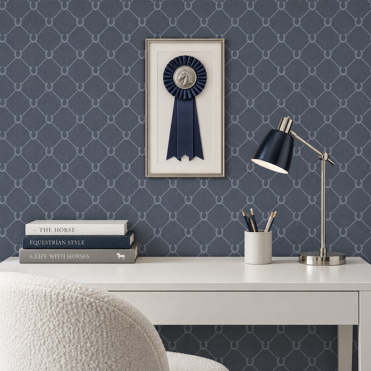 17-09-022-70 WALLPAPER NEW HORSE Shoe Blue