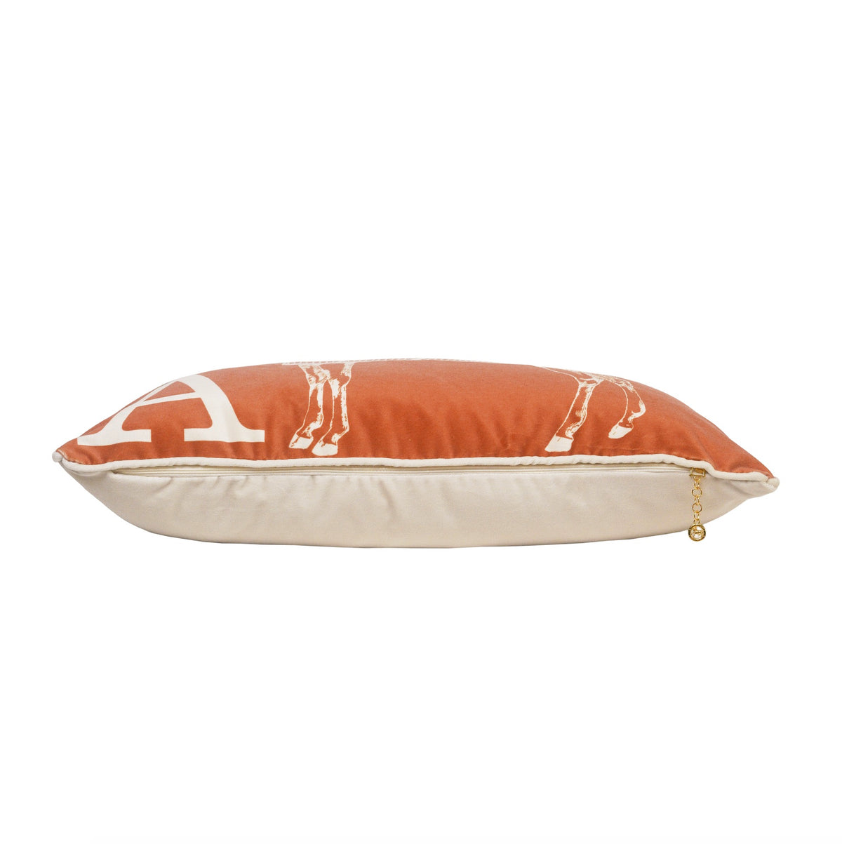 Classic Horse velvet cushion Rust orange