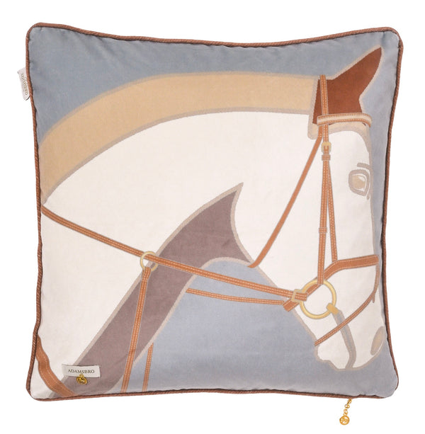 Cheval velvet cushion light blue