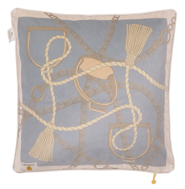 Chain velvet cushion light blue