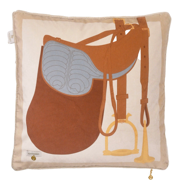 Heritage Saddle velvet cushion browns