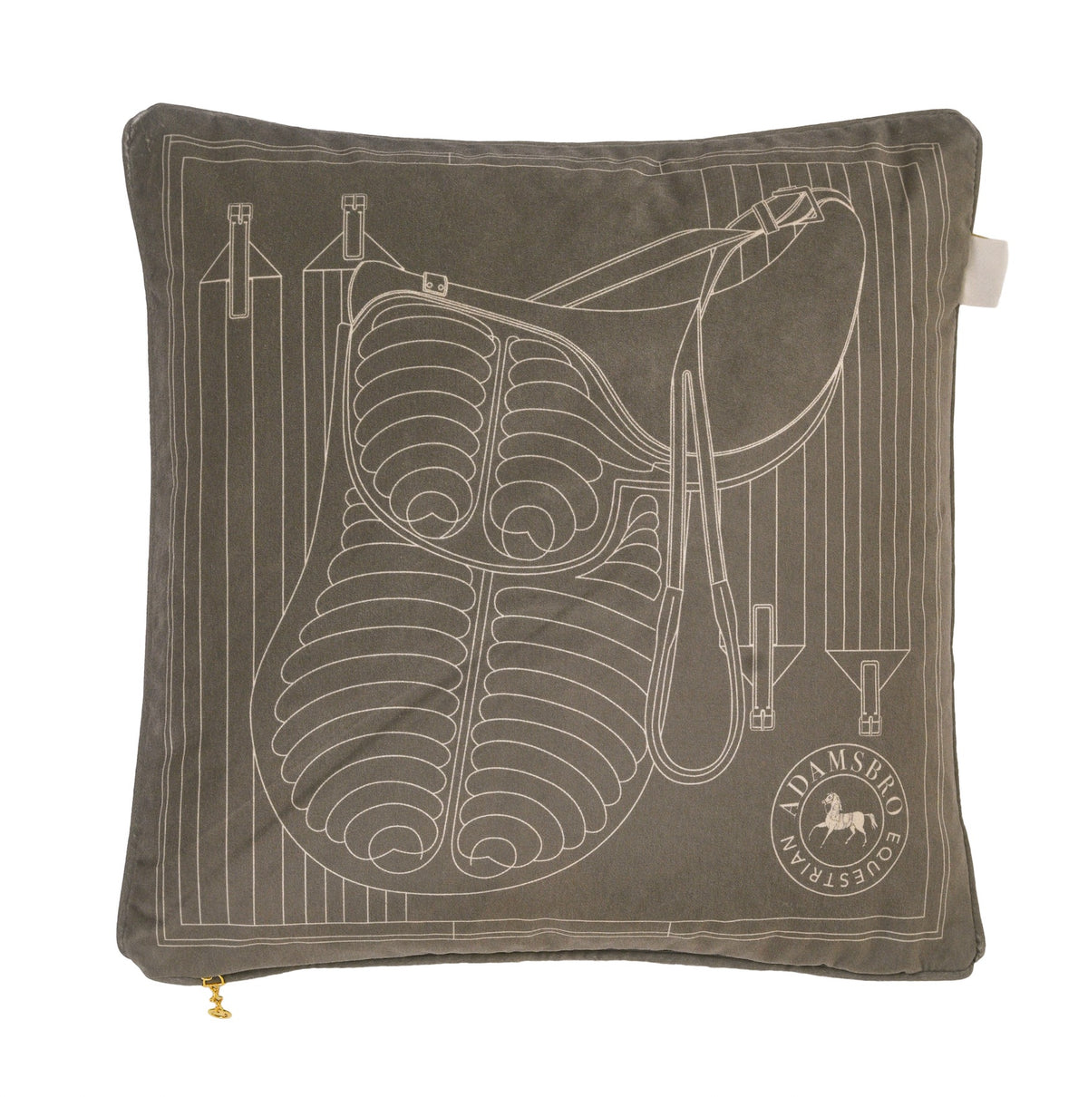 Saddle Olive velvet cushion  reversible
