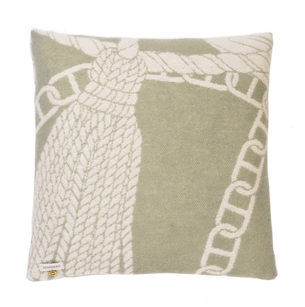 Chain Cushion 100% New Zealand lambswool celadon green
