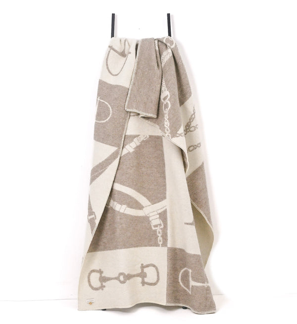 Classic Bit Throw – 100% New Zealand Lambswool melange beige
