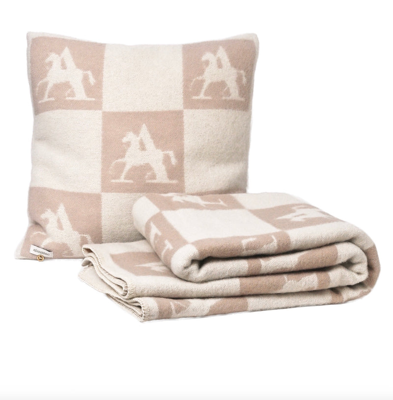 CHECK Throw – 100% New Zealand Lambswool linnen beige