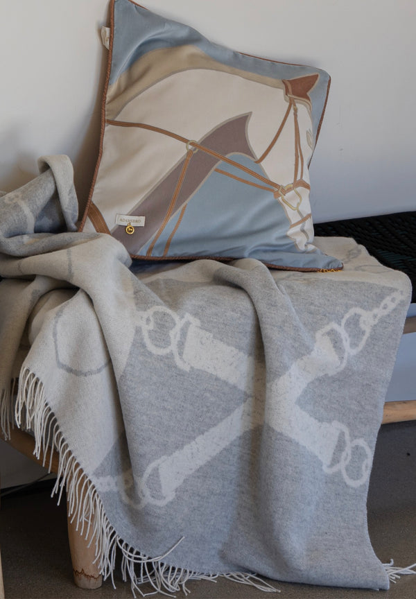 Wool Cashmere Throw Very Light Grey