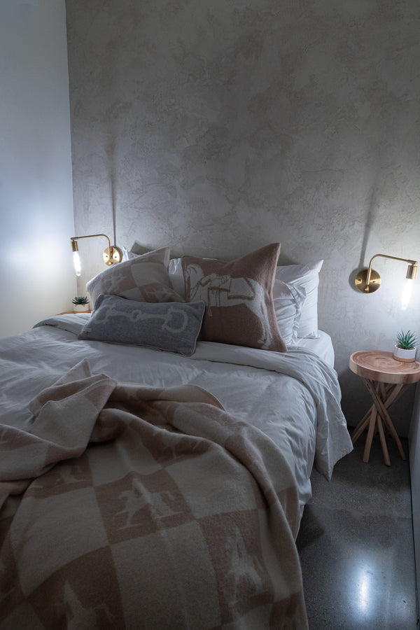 CHECK Throw – 100% New Zealand Lambswool linnen beige