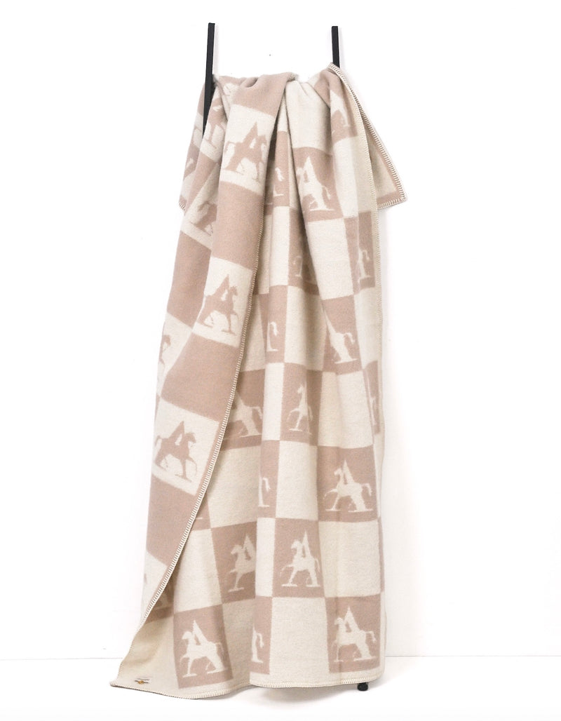 CHECK Throw – 100% New Zealand Lambswool linnen beige