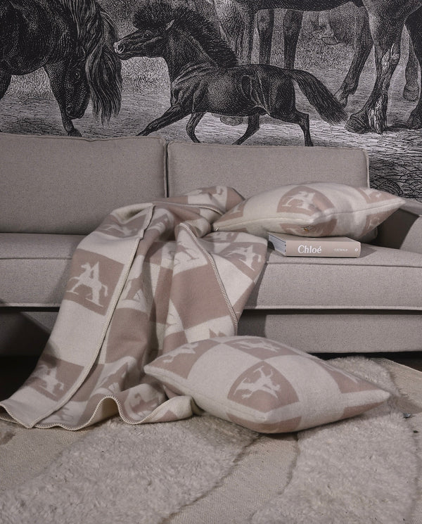 CHECK Throw – 100% New Zealand Lambswool linnen beige