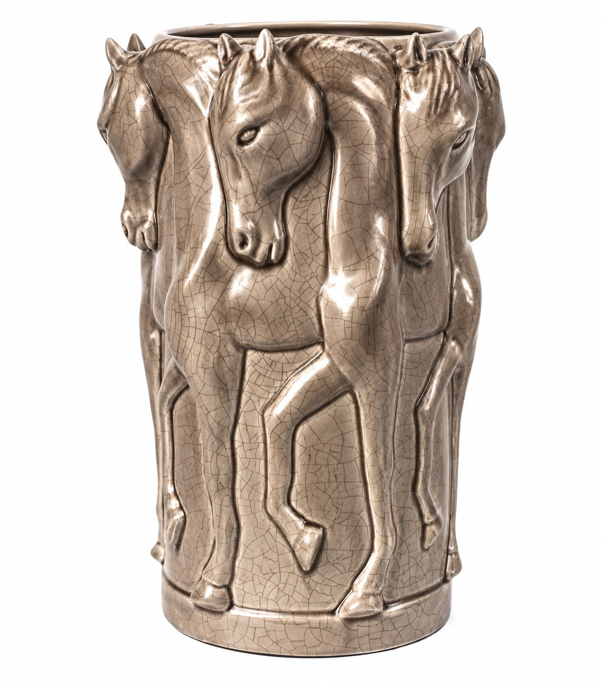 Masterpiece Tall Vase - Dancing Horses Mud crack