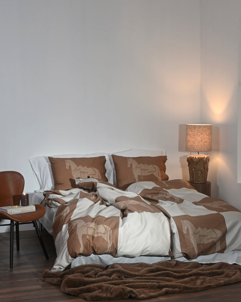 Horse Check Duvet Cover Single 140 x 200