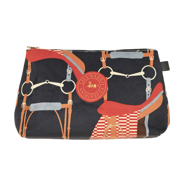 Soft Velvet Toiletry Bag – Navy Bridle Design
