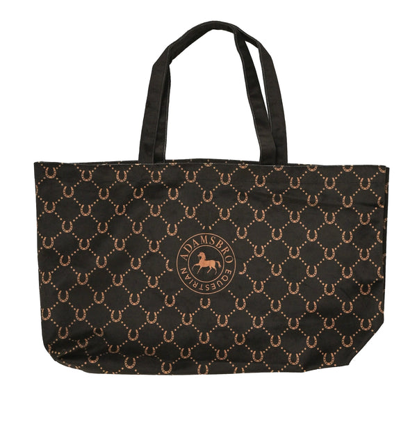 Soft Velvet Shopping Bag – Brown Horseshoe Design