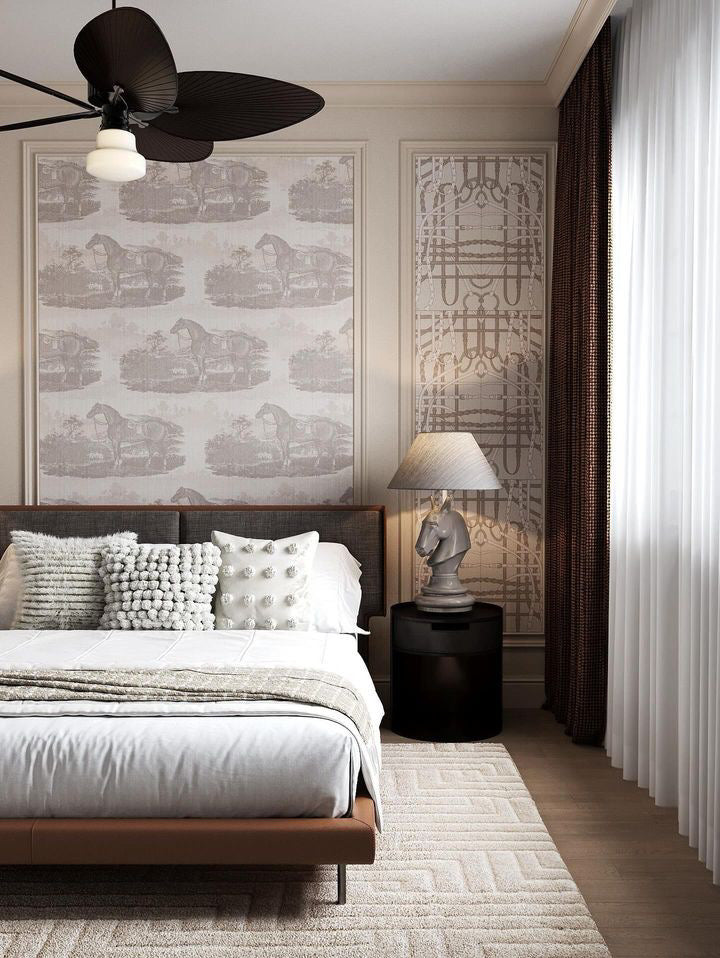 17-09-023-00 Wallpaper Horse Toile Offwhite
