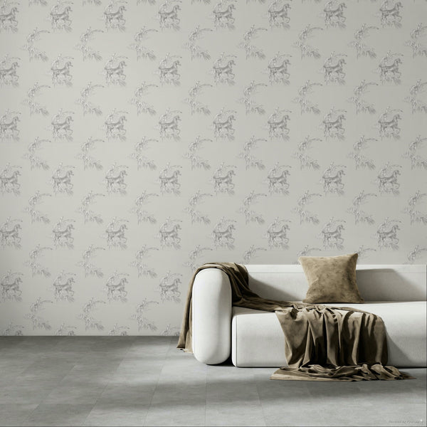17-09-020-00  WALLPAPER NEW HORSE OFF-WHITE
