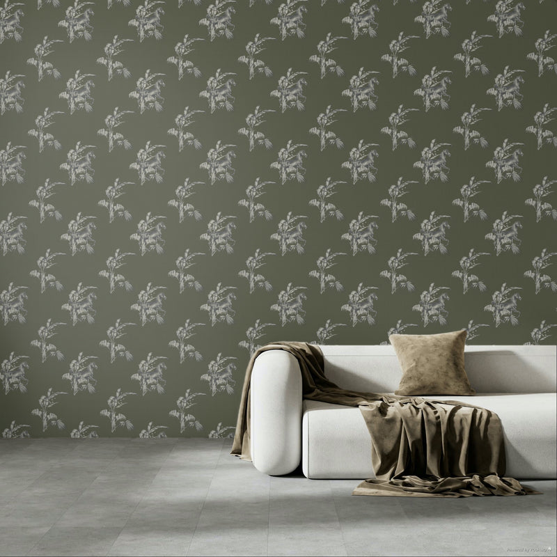 17-09-020-40/P WALLPAPER  SAMPLE NEW HORSE OLIVE