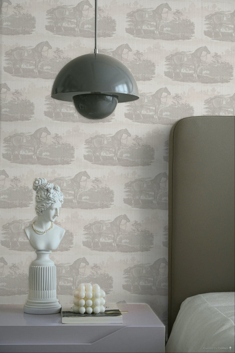 17-09-023-00 Wallpaper Horse Toile Offwhite