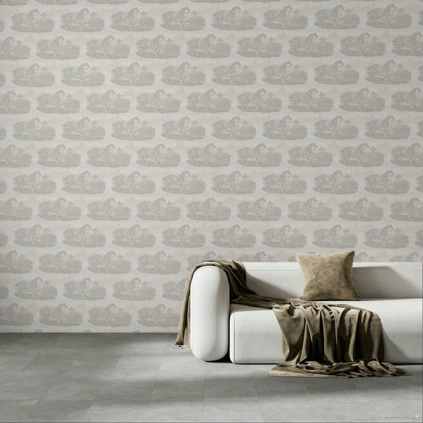 17-09-023-00 Wallpaper Horse Toile Offwhite