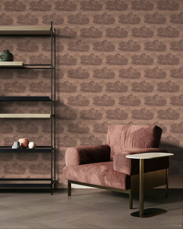 17-09-023-05 Wallpaper Horse Toile Red Mocca