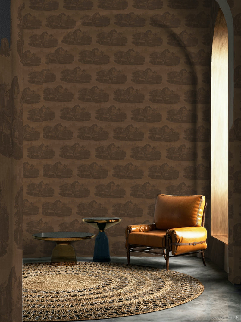 17-09-023-45 Wallpaper Horse Toile Dark Brown