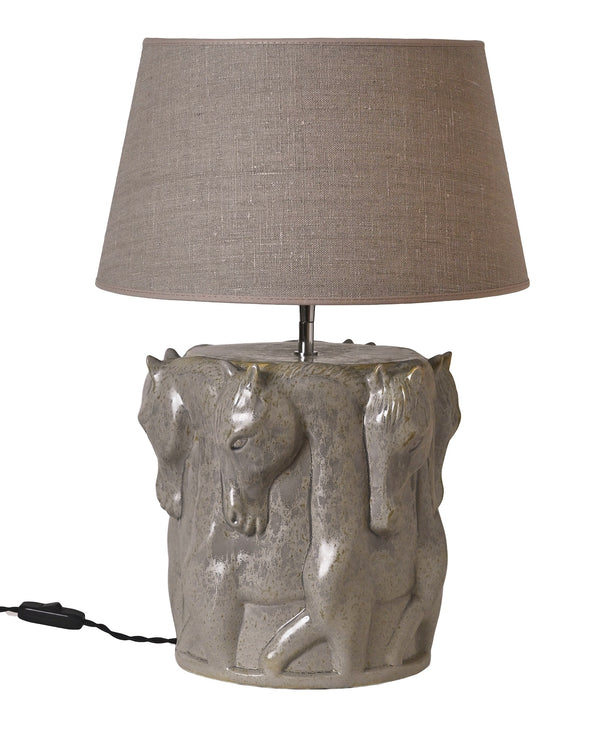 Lamp Stand Dancing Horses Patina Green