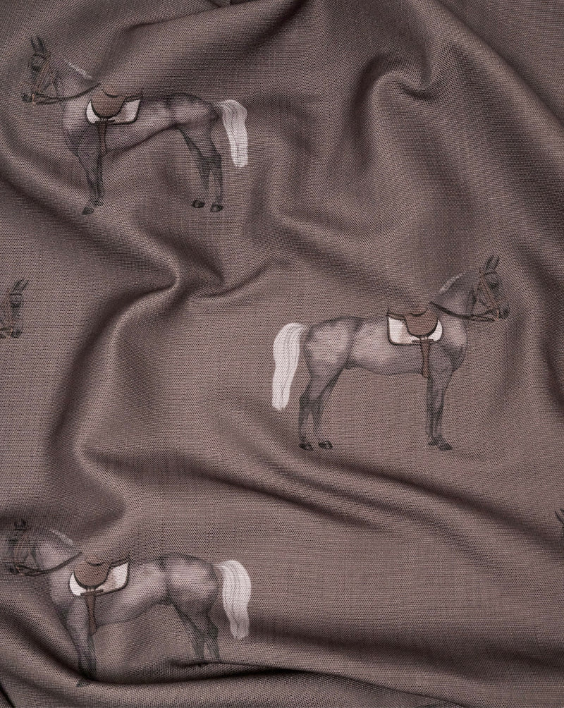 Fabric By meters Petit Horse Mud