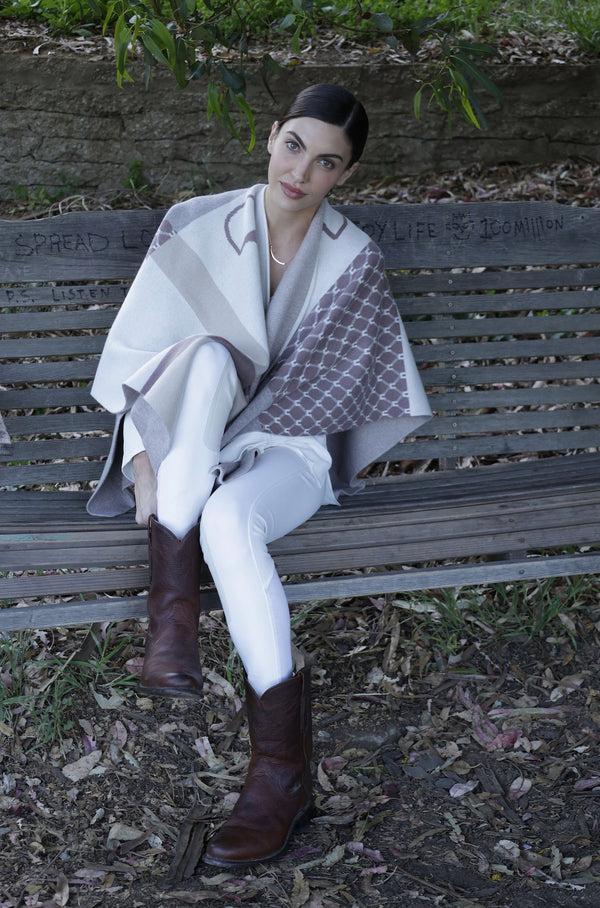ADAMSBRO CASHMERE PONCHO TAUPE