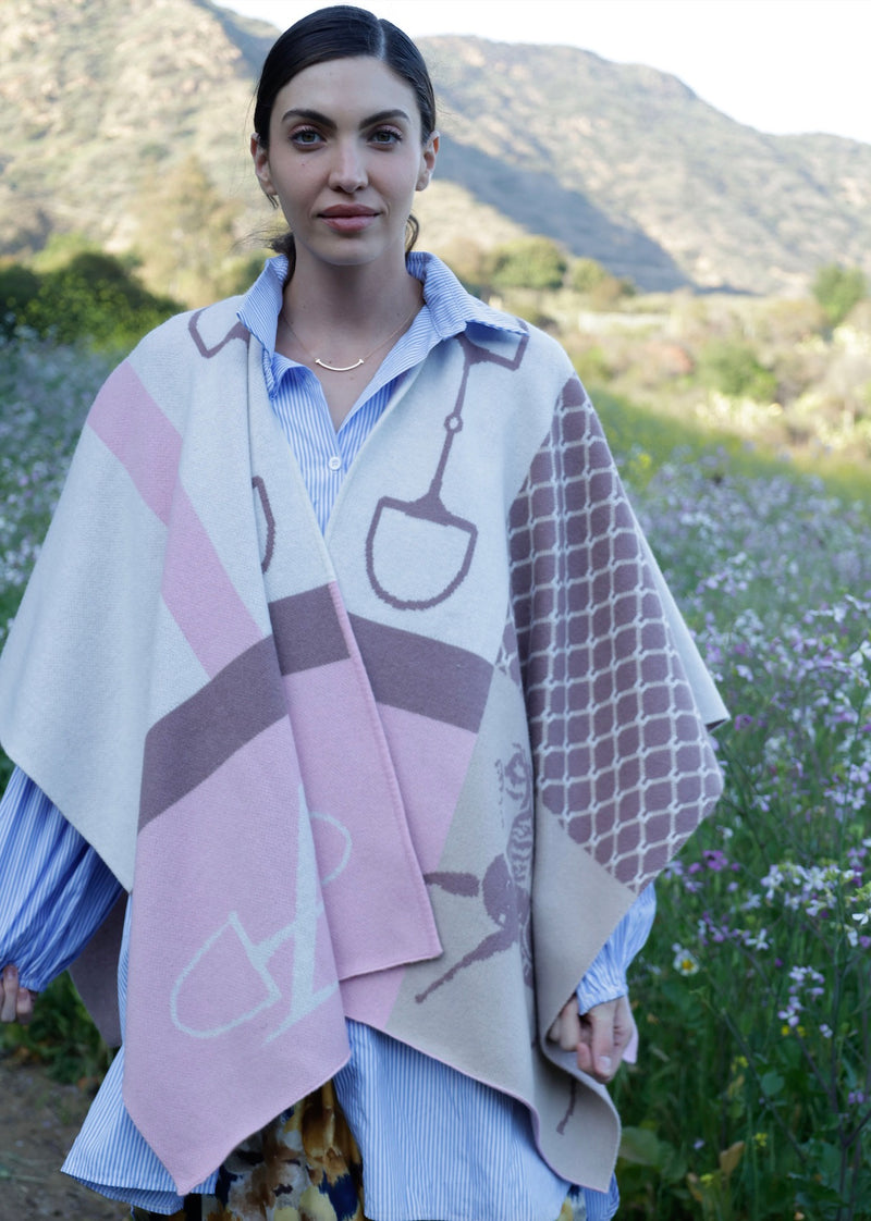 ADAMSBRO CASHMERE PONCHO ROSE