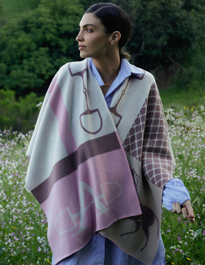 ADAMSBRO CASHMERE PONCHO ROSE