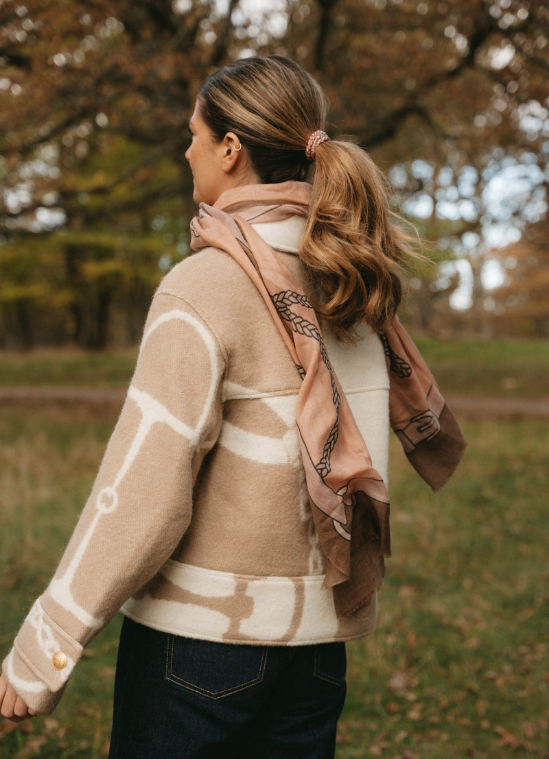 Classic lambswool Blanket Jacket – Nougat & Off-White