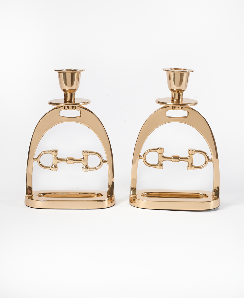 Snaffle Bit Candle Holder Set GOLD
