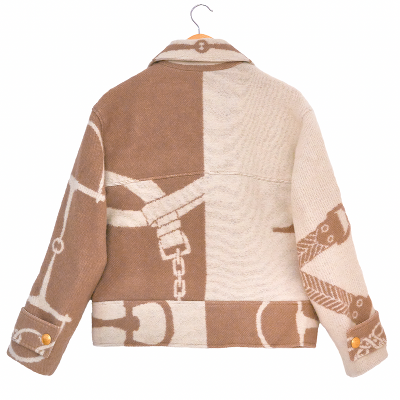 Classic lambswool Blanket Jacket – Nougat & Off-White