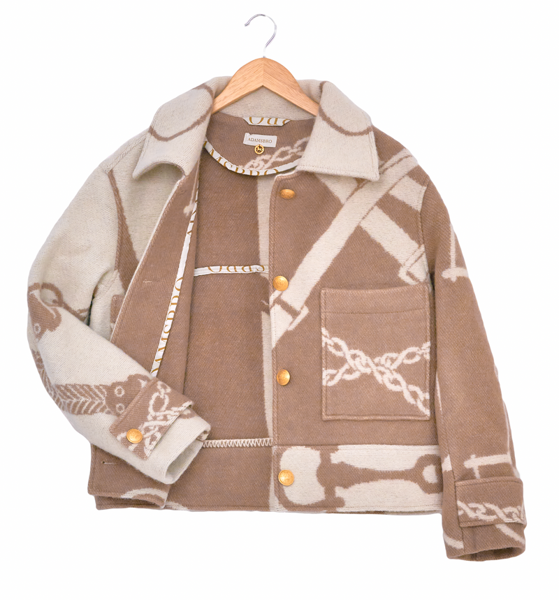 Classic lambswool Blanket Jacket – Nougat & Off-White