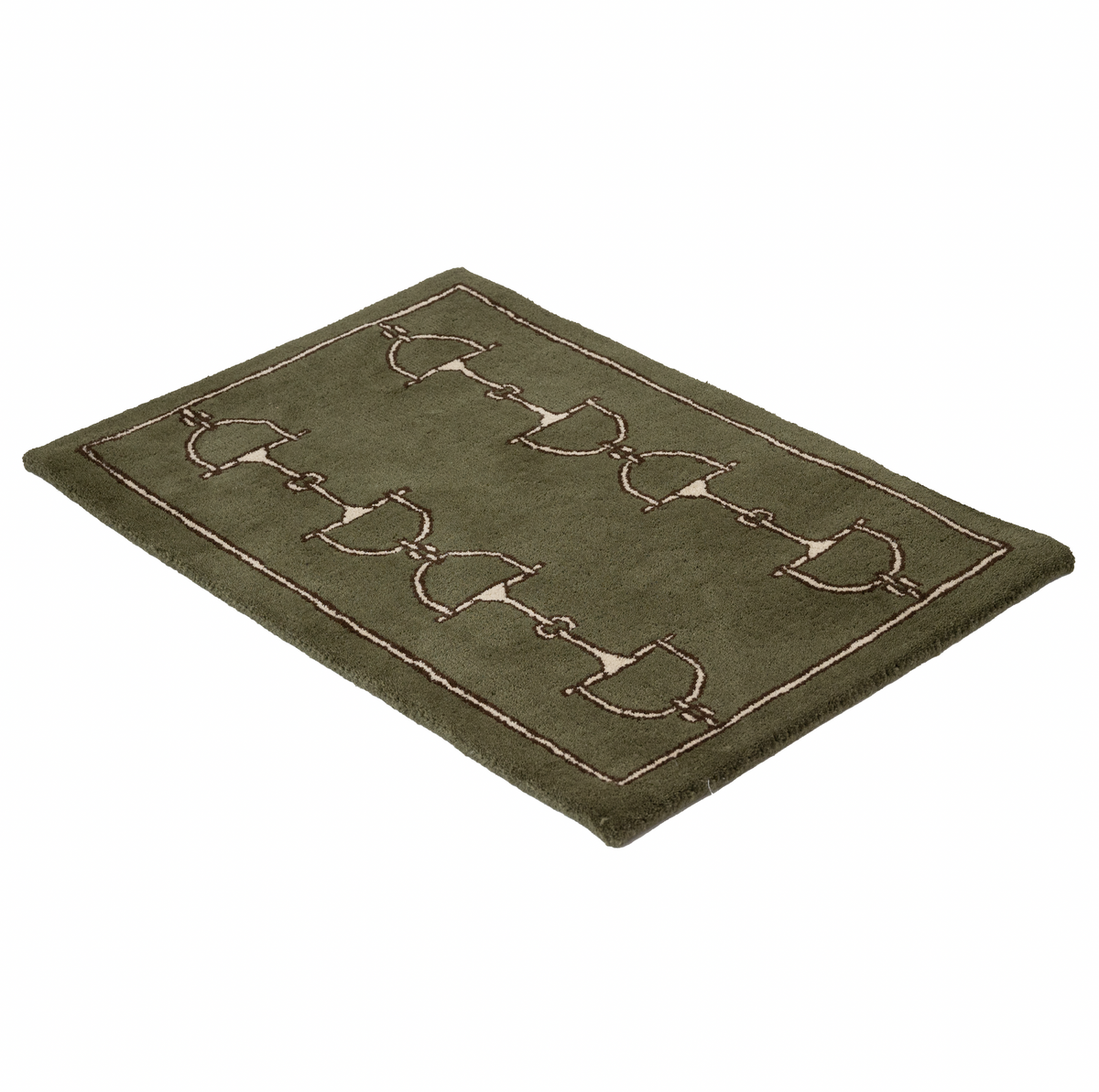 Classic Bit Door Rug Moss Green  – 100% Wool
