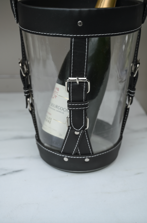 Lantern with Genuine Black Leather Details