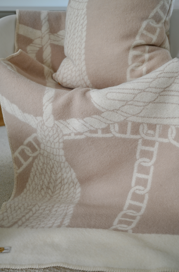 Chain Throw – 100% New Zealand Lambswool linnen beige