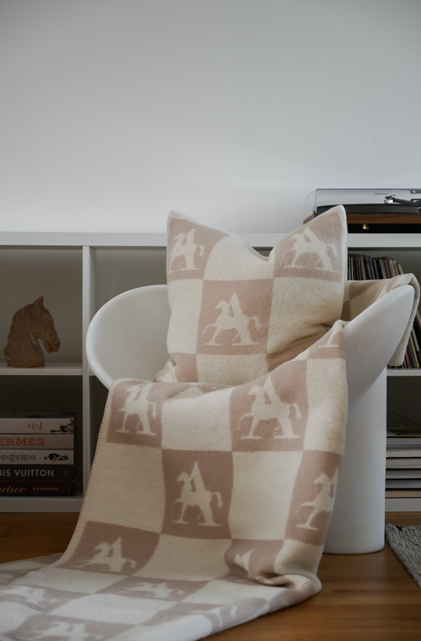 CHECK Throw – 100% New Zealand Lambswool linnen beige