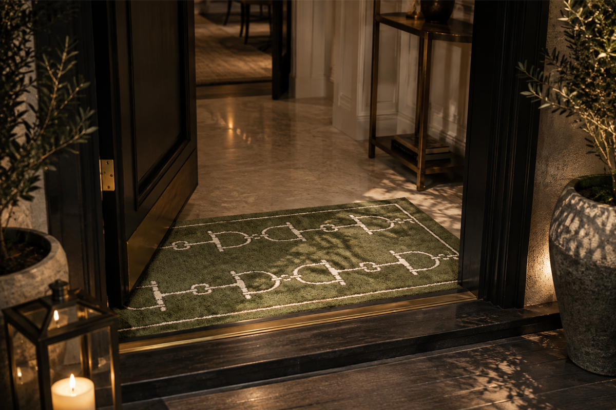Classic Bit Door Rug Moss Green  – 100% Wool