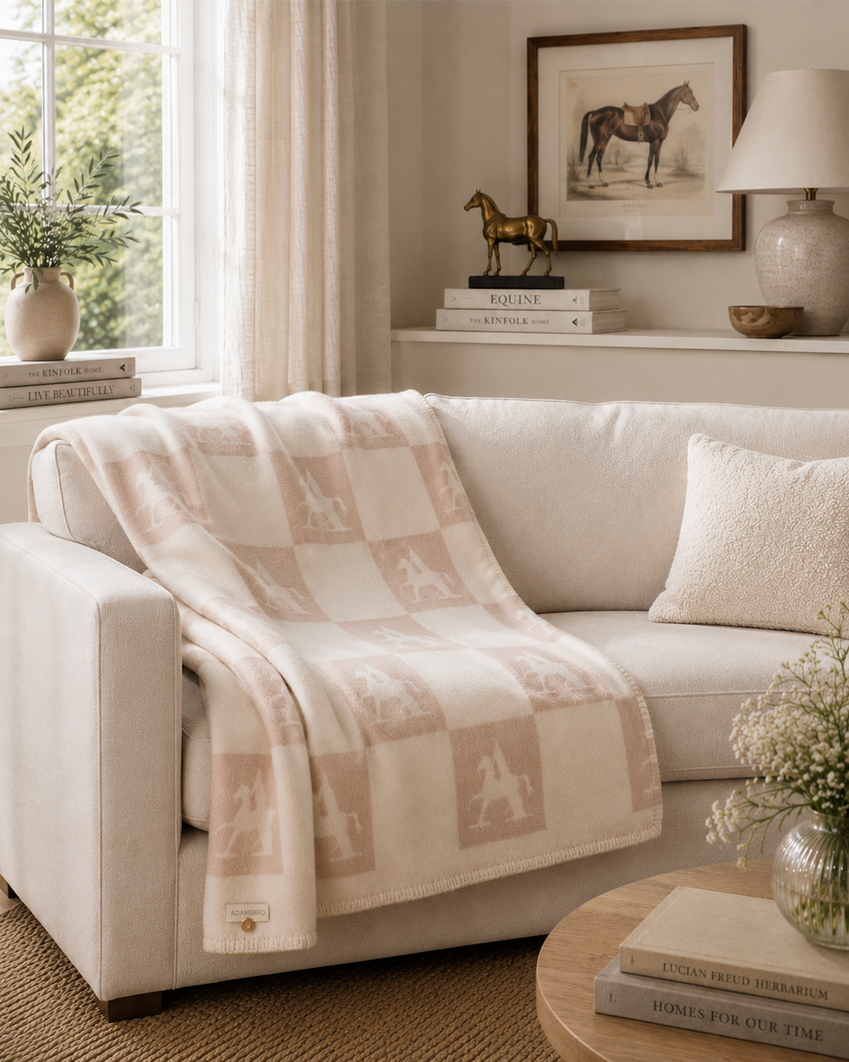 CHECK Throw – 100% New Zealand Lambswool linnen beige