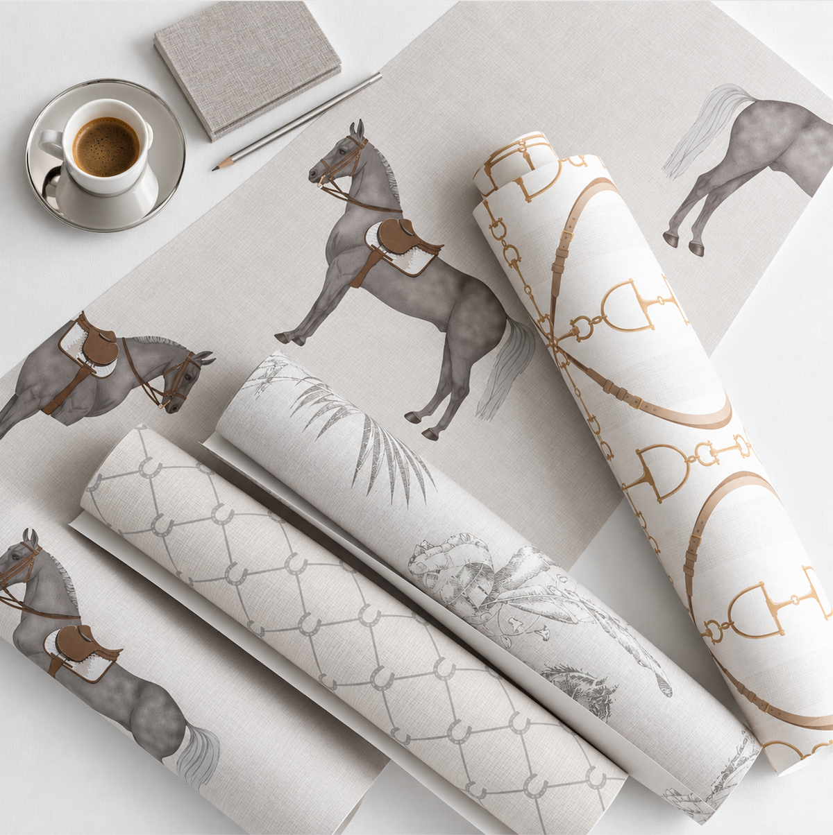 17-09-022-00 WALLPAPER NEW HORSE SHOE OFFWHITE