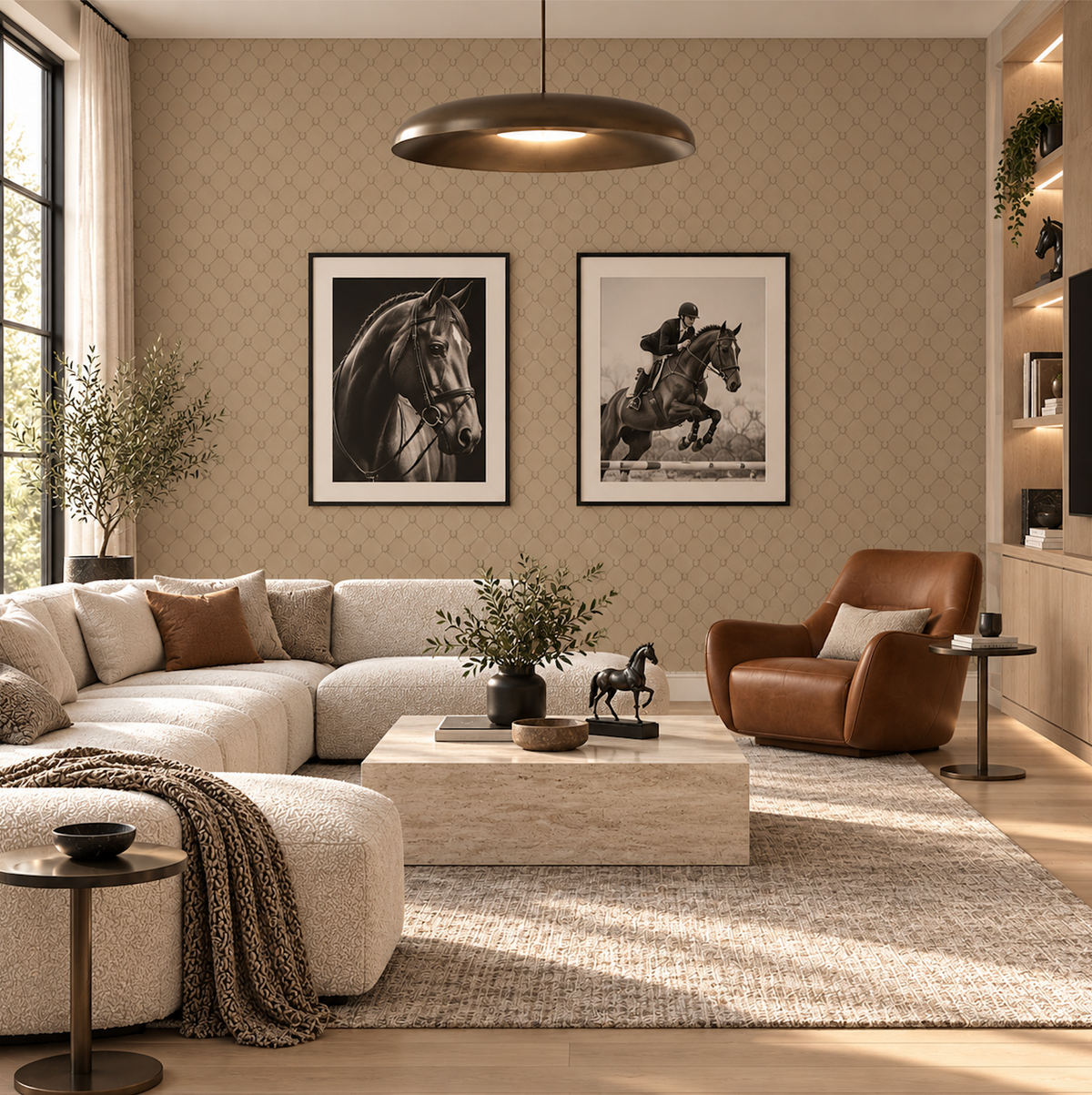 17-09-022-20 WALLPAPER NEW HORSE SHOE CARAMEL