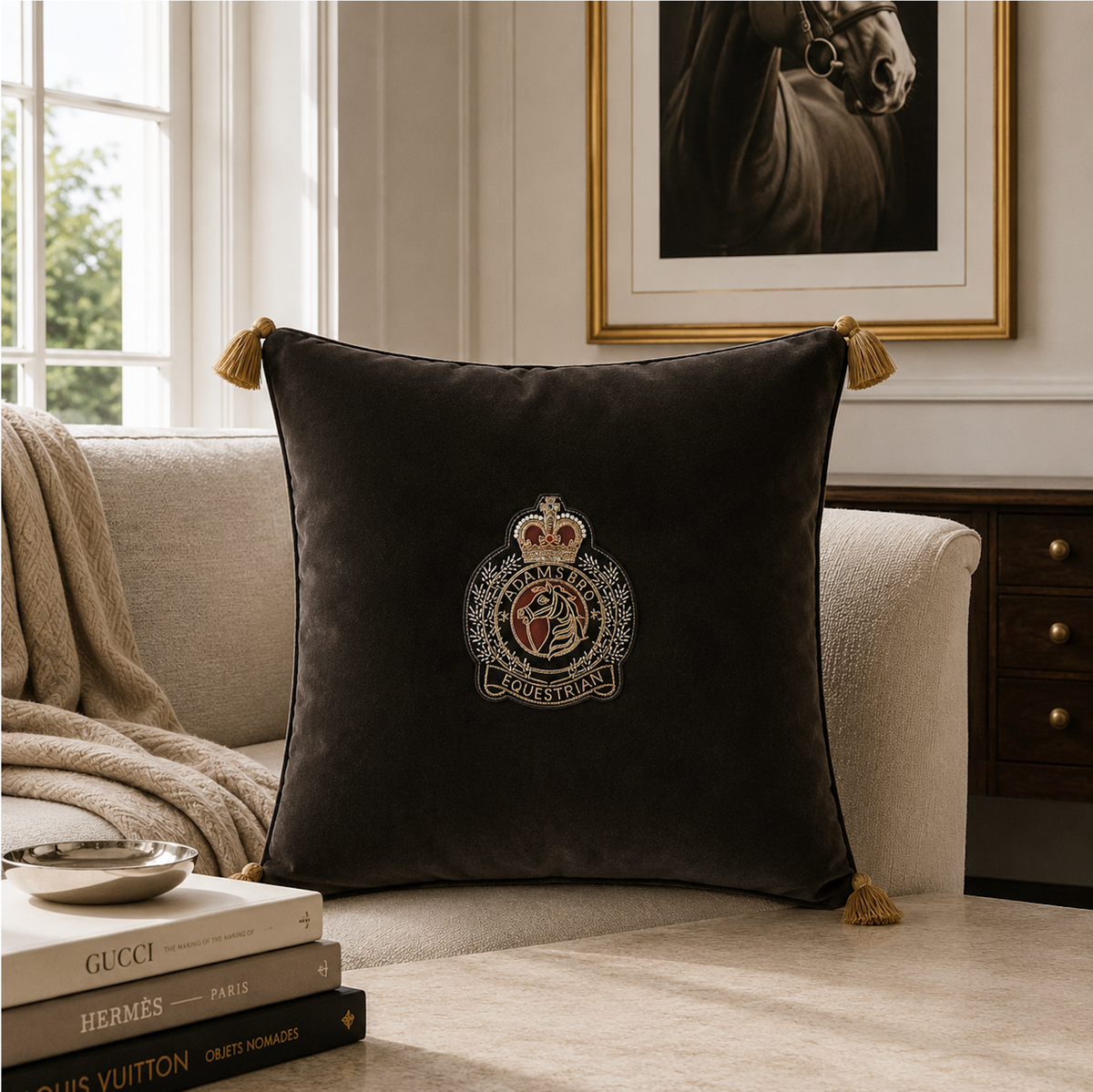 Brown Luxury velvet badge  with tassel